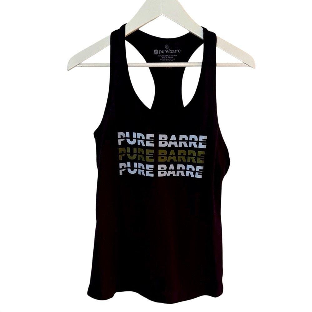 Pure Barre Small Racerback Cotton Tank, Strike Black Logo